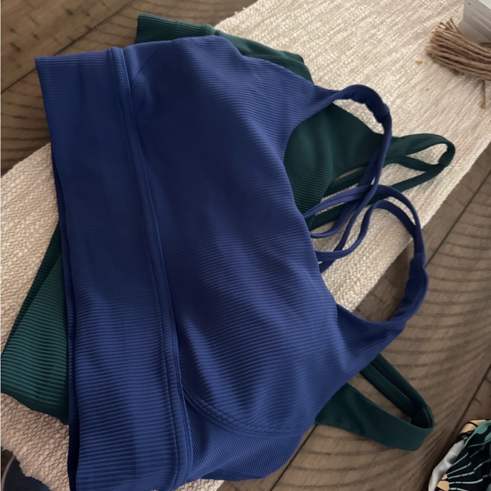 Lululemon Blue and Green Strappy Sports Bras size 10